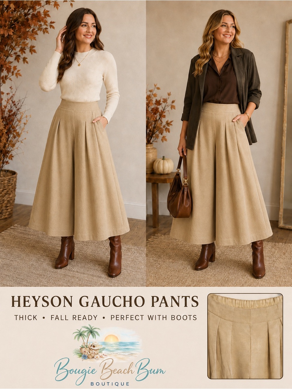 Fall trend Gaucho Pants in Camel Lux quality by Heyson